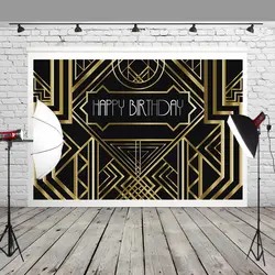 HUAYI Великий Гэтсби Фон фотографии с днем рождения детский праздник черный и Золотой баннер фотостудия Booth W-328