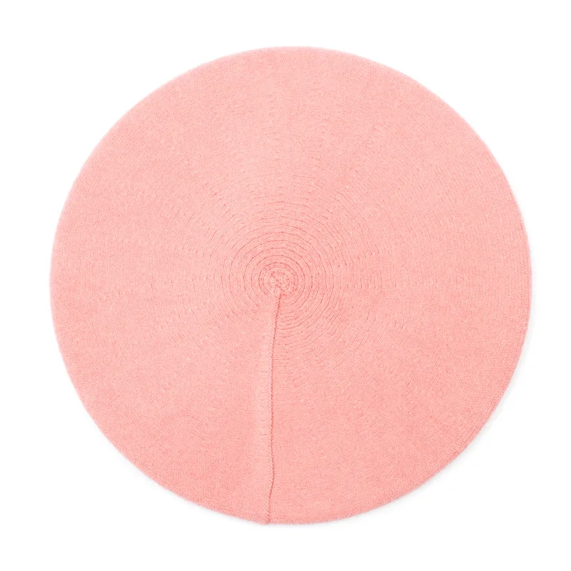 Geebro, женский берет, шапка, зимняя, однотонная, кашемировая, вязаная, берет, шапка для женщин, французский берет для художника, для женщин, chapeau Femme - Цвет: Pink