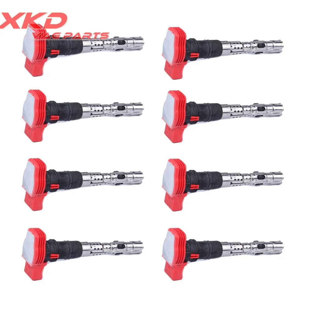 8Pcs Bobina Di Accensione Rossa Per A-Udi A4 A6 S4 A8 V-W T-Ouareg 4.2 077905115E 077 905 115 Q