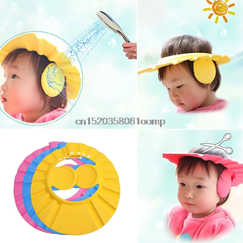 

1pc Adjustable Baby Kids Shampoo Bath Bathing Shower Cap Hat Wash Hair Shield #K4UE# Drop Ship
