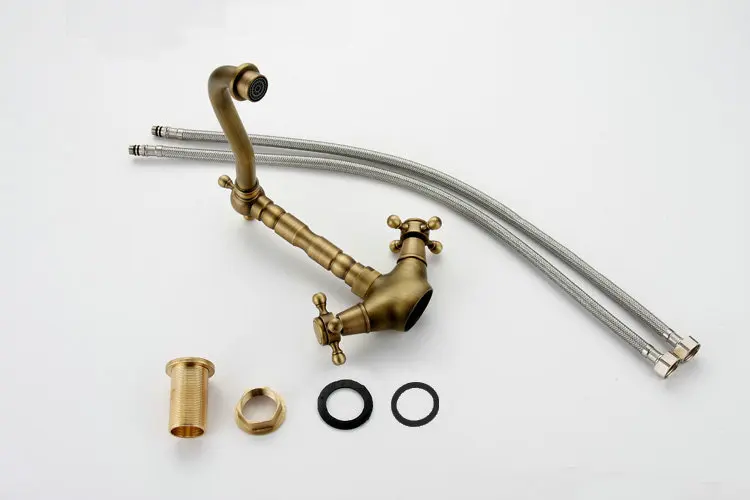  Antique Brass Swivel Kitchen Faucets Bathroom Basin Sink Faucet Crane Mixer Tap 9055A - 795769725