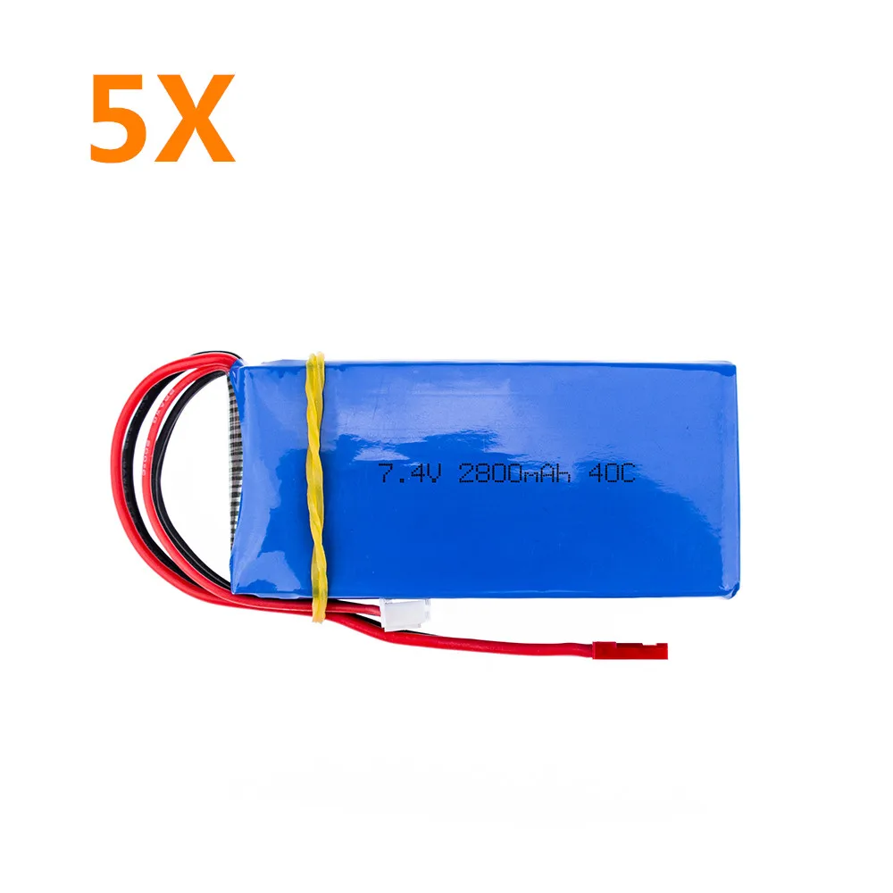 5 шт. Lipo батарея 7 4 в 2800 мАч 2s для WLToys V262 V333 V323 V666 RC вертолет Квадрокоптер Дрон часть