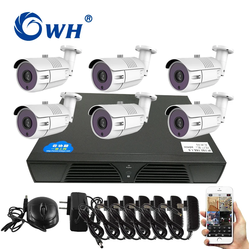 

CWH HD Analog AHD DVR Camera Kits 6CH 1MP 720P CCTV Security Camera System HDD for Choose with Power Adapter Phone View