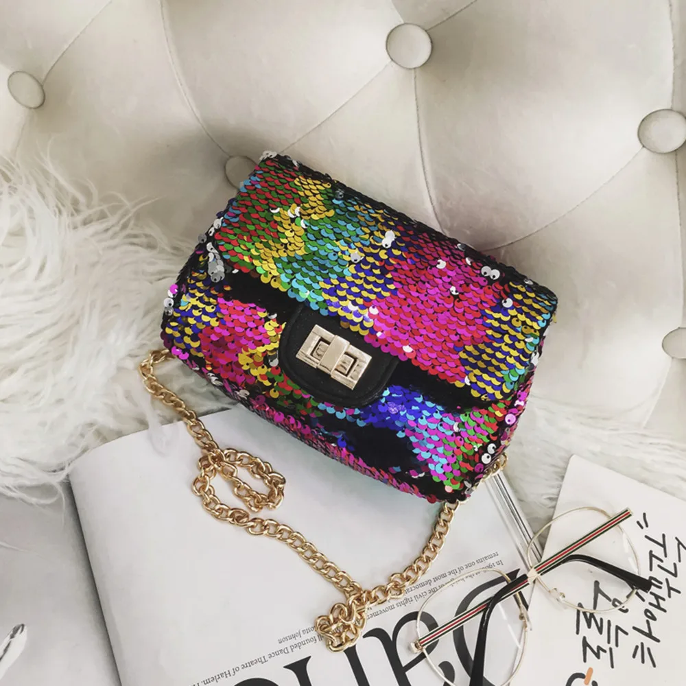 

*INS Hot Sell Women's Favorite Bling Sequins Retro Female Crossbody Shoulder Bag Handbag best gift 4.978