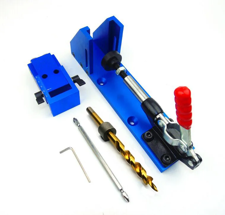 Woodworking Guide Carpenter Kit System Inclined Hole Drill Tools Clamp Base Drill Bit Kit System Pocket