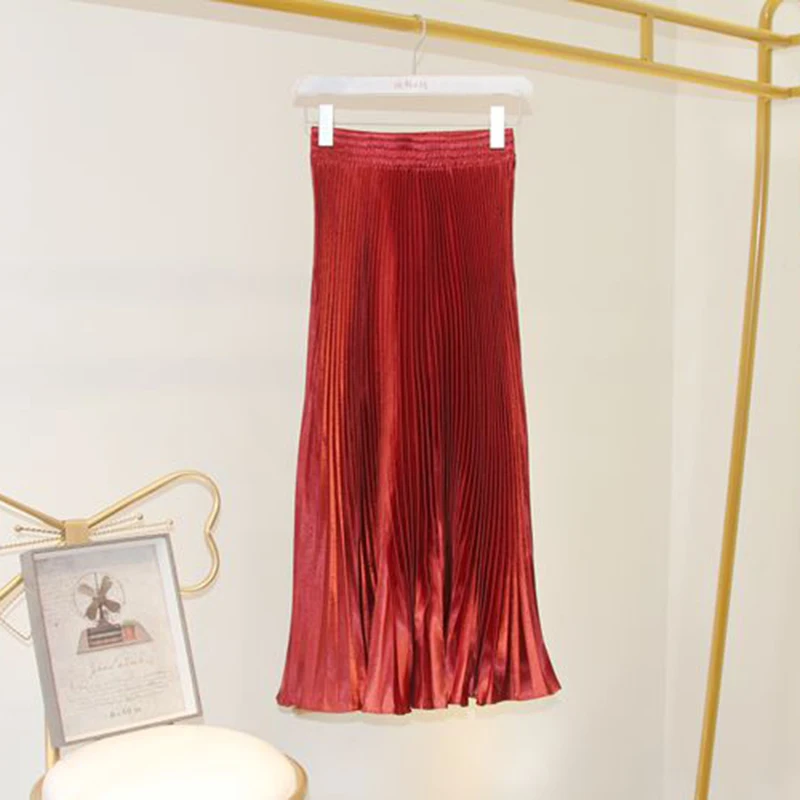 11 colors Mermaid Pleated Skirt Women Long Maxi Skirts Summer Plus Size Elastic Waist Korean Style Maxi Skirts Harajuku Cotton