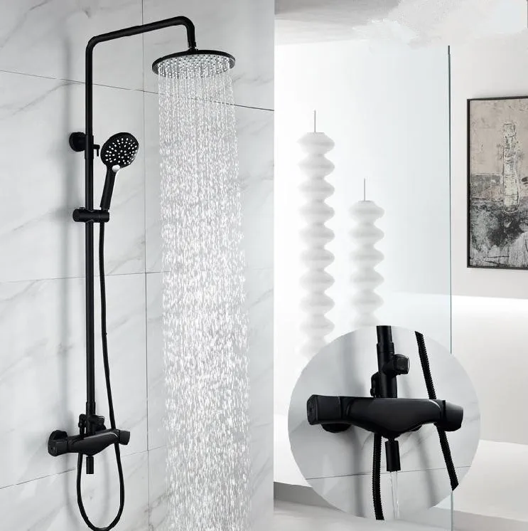 Free Shipping Modern Brass Black Painted Finish Shower set/Adjustable