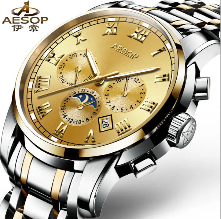 

2019 3AesopMen's Watches Military Luxury Brand Watch Mens automatic Stainless Steel Clock Fashion Chronograph Watch Man Relogio