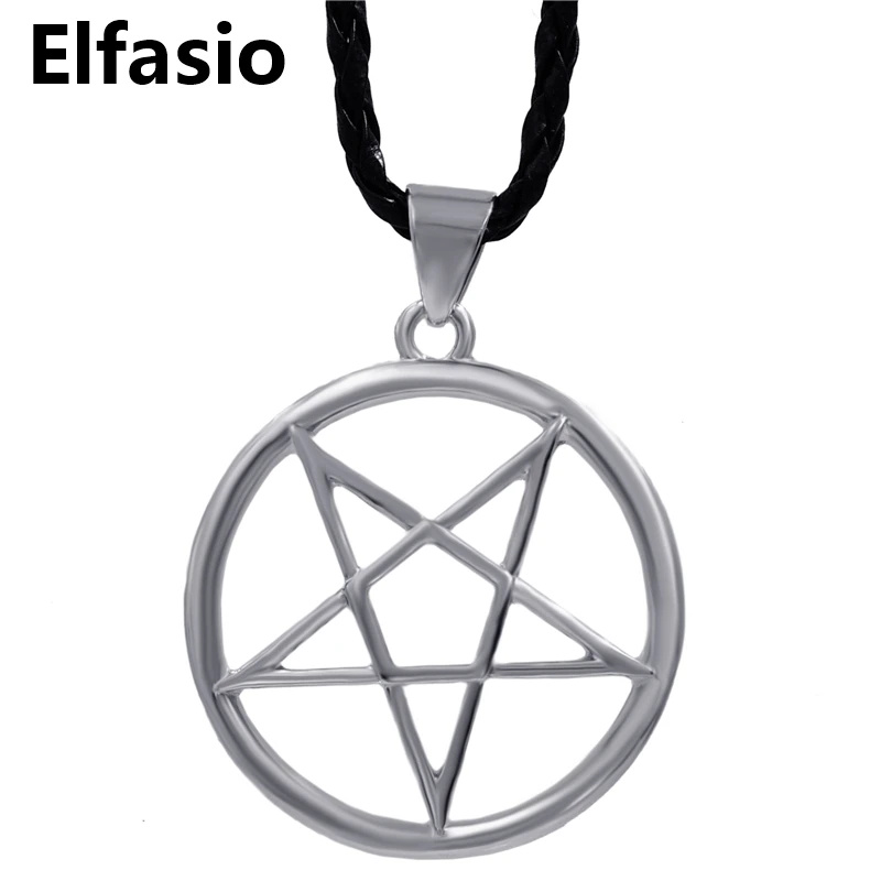 

Mens Womens Pewter Pendant Necklace Inverted Pentacle Pentagram Star Silver New Fashion Jewelry LP297
