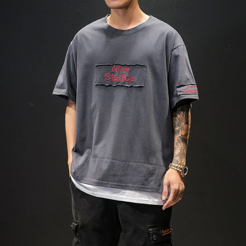 

Hip Hop T-Shirts Men Letter Printed Streetwear 2019 Summer Mens Hip Hop Casual Loose Short Sleeve Tops Tees Male T Shirts