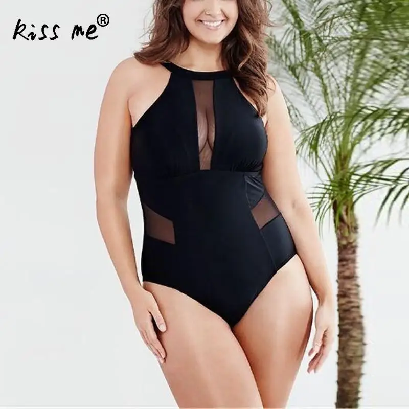 2017 Plus Size Swimsuit Fused Mesh Swimwear Women Bodycon Black One Piece Swimsuit Sexy Transparent Monokini Back Closure Badpak plus-size-black-swimsuit : image 2017 Plus Size Swimsuit Fused Mesh Swimwear Women Bodycon Black One Piece Swimsuit Sexy Transparent Monokini Back Closure Badpak plus-size-black-swimsuit