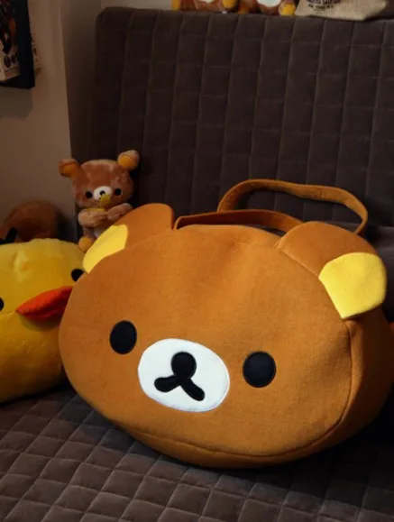 1 piece Rilakkuma Cute Big Bag Handbag shoulder plush relax brown bear Bag