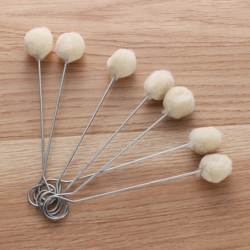 10/20 Pcs DIY Leather Tool Accessories Wool Daubers Assisted Dyeing Wools Ball Brush Metal Handle Leather Craft