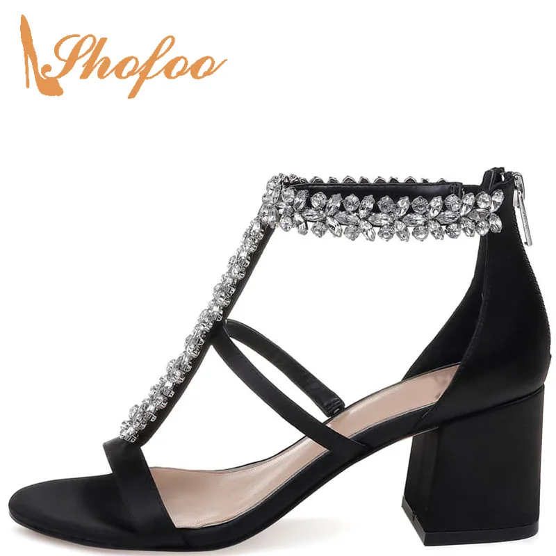 satin chunky heels