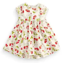 Обувь для девочек короткий рукав хлопчатобумажное платье Летнее милое платье детская одежда