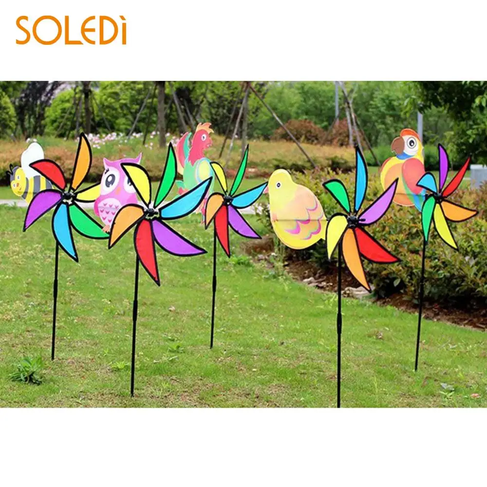 SOLEDI Animal Pinwheel Wind Spinner Windmill 3D Color Random Lovely Beautiful Whirligig Outdoor