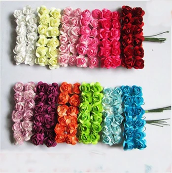 

144PCS/LOT purple color Mulberry Paper Flower Bouquet/wire stem/ Scrapbooking artificial chrysanthemum flowers 00401102