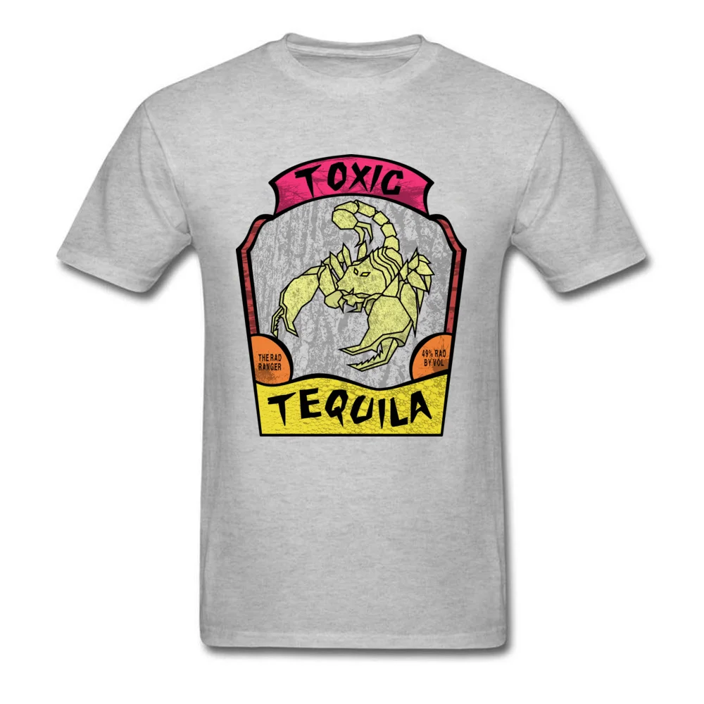 Toxic Tequila T-Shirt Funny Short Sleeve Funny Crewneck Pure Cotton Tops Shirts Design T Shirt for Men Lovers Day Toxic Tequila grey