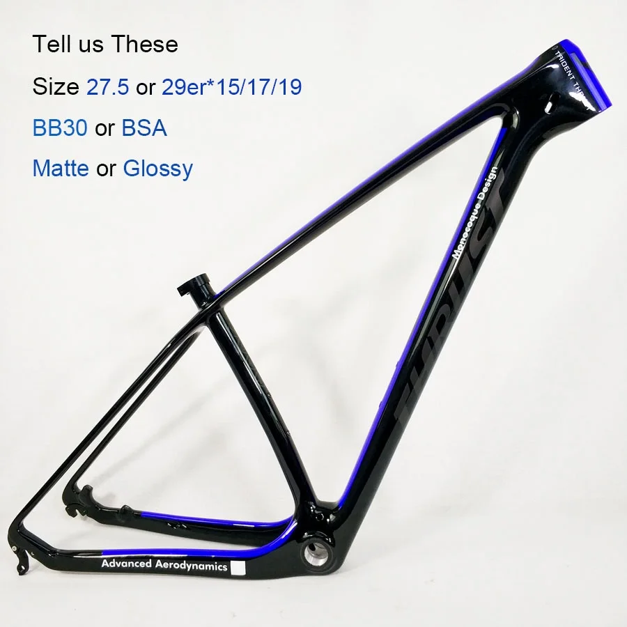 Рама карбоновая для горного велосипеда 29er тяга китайская карбоновая mtb велосипедная Рама T1000 карбоновая рама 29er карбоновая рама 27,5 ER - Цвет: blue