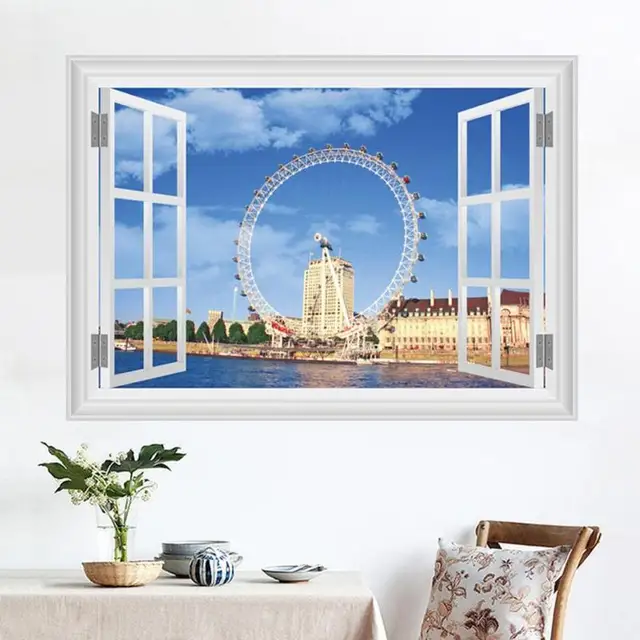 Ferris Wheel Wall Stickers Uk London Simulation Window Living Ferris Wheel Wall Stickers Uk London Simulation Window Living Room Bedroom Background Decoration Sticker