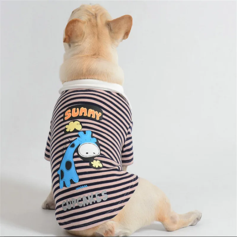 

Pet Dog Clothes For Small Dogs Cotton Fleece Striped Pet Cat Clothing Pet polo shirt Dog Cartoon Chihuahua Pug Costumes