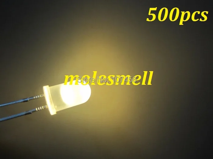 Difundido de Alta Frete Grátis Branco Quente Potência Brilhante Redondo Led Leds Lâmpada Leitoso 500 Pçs 5mm