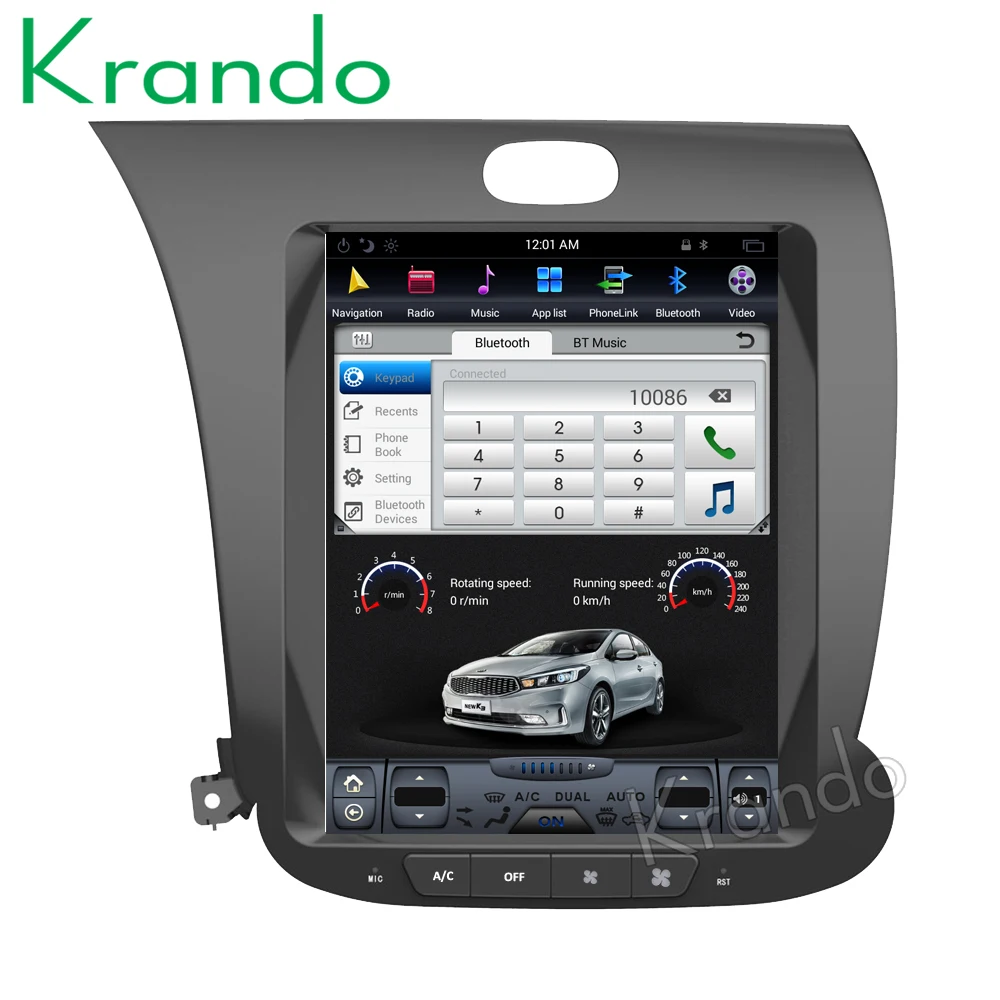 

Krando Android 8.1 10.4" Tesla Vertical touch screen car dvd audio radio multimedia system for Kia K3 gps navigation player