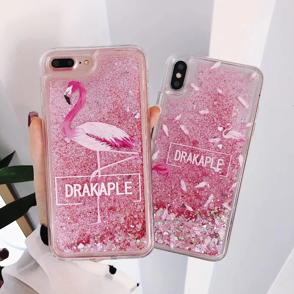 Блестящий Мягкий Прозрачный чехол с фламинго для iPhone X 8 Plus 7 6s XR XS MAX|Бамперы| |