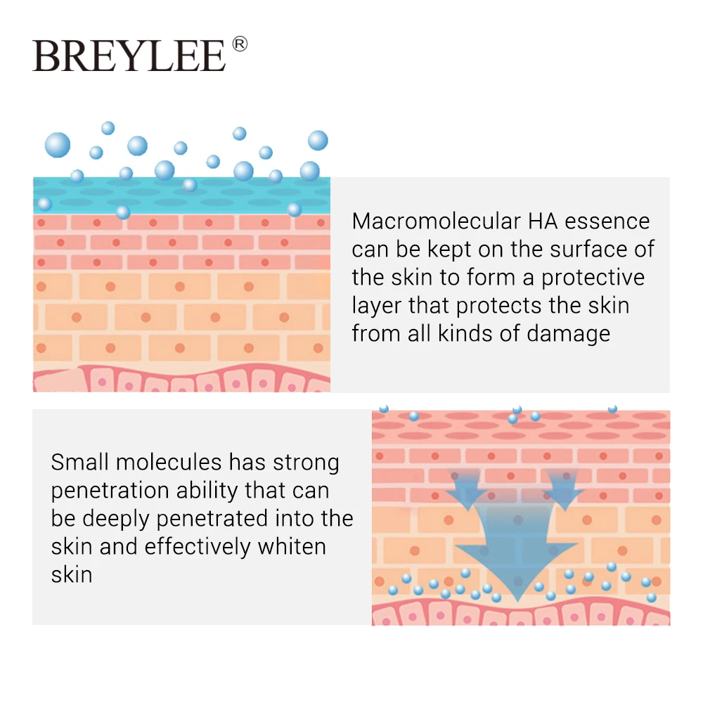 BREYLEE HA Гиалуроновая кислота Сыворотка для лица увлажняющая эссенция для лица Уход за кожей отбеливание против морщин Нестареющая жидкость красота 10 шт
