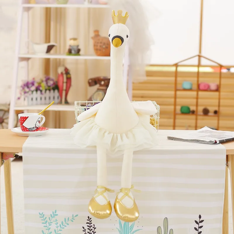 1PC 35CM swan plush toys cute flamingo doll stuffed soft animal doll ballet swan with crown baby kids appease toy gift for girl plush dolls toys
