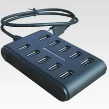 10 Порты и разъёмы Hi-Скорость USB 2,0 Hub+ Мощность адаптер для портативных ПК компьютер мыши клавиатуры Внешние накопители использовать usb-хаб 2,0