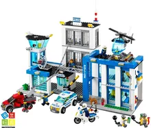 2016 Bela Brand 890pcs 10424 City Police Station building blocks Action Figures set helicopter jail cell Compatible with Legoe