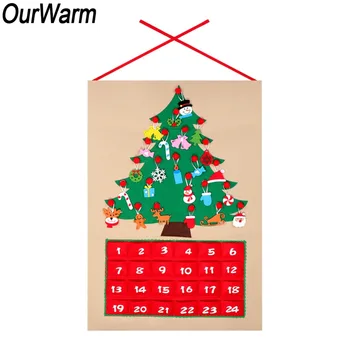 

OurWarm Christmas Tree Advent Calendar DIY Decoration Fabric Advent Calendar with Pockets 60x90cm New Year Gifts