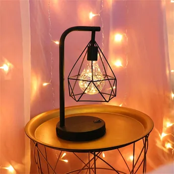 

Nordic Style Iron Wire LED Blub Night Light Table Lamp Home Bedroom Decor Diamond table lamp Diamond table lamp Store LED Light