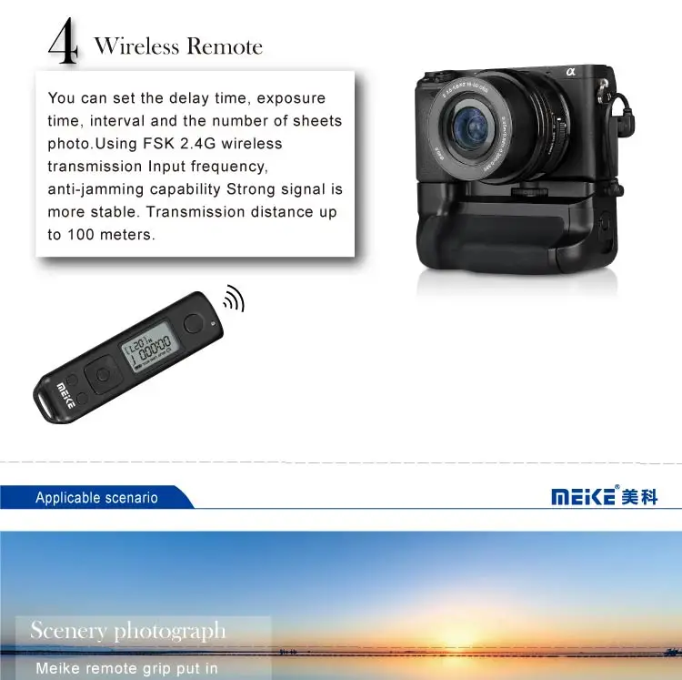 Buy1 подарок 4 Meike MK-A6300 Pro батарейный блок 2,4G беспроводной пульт дистанционного управления для sony A6300 работает с NP-FW50 батареей