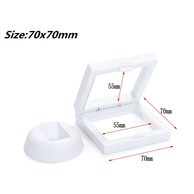 70x70mmWhite 3D плавающая рамка для фотографий, коробка для теней, дисплей для ювелирных изделий, подставка, кольцо, подвеска, держатель, защитный чехол для ювелирных изделий - Цвет: 70x70mmWhite