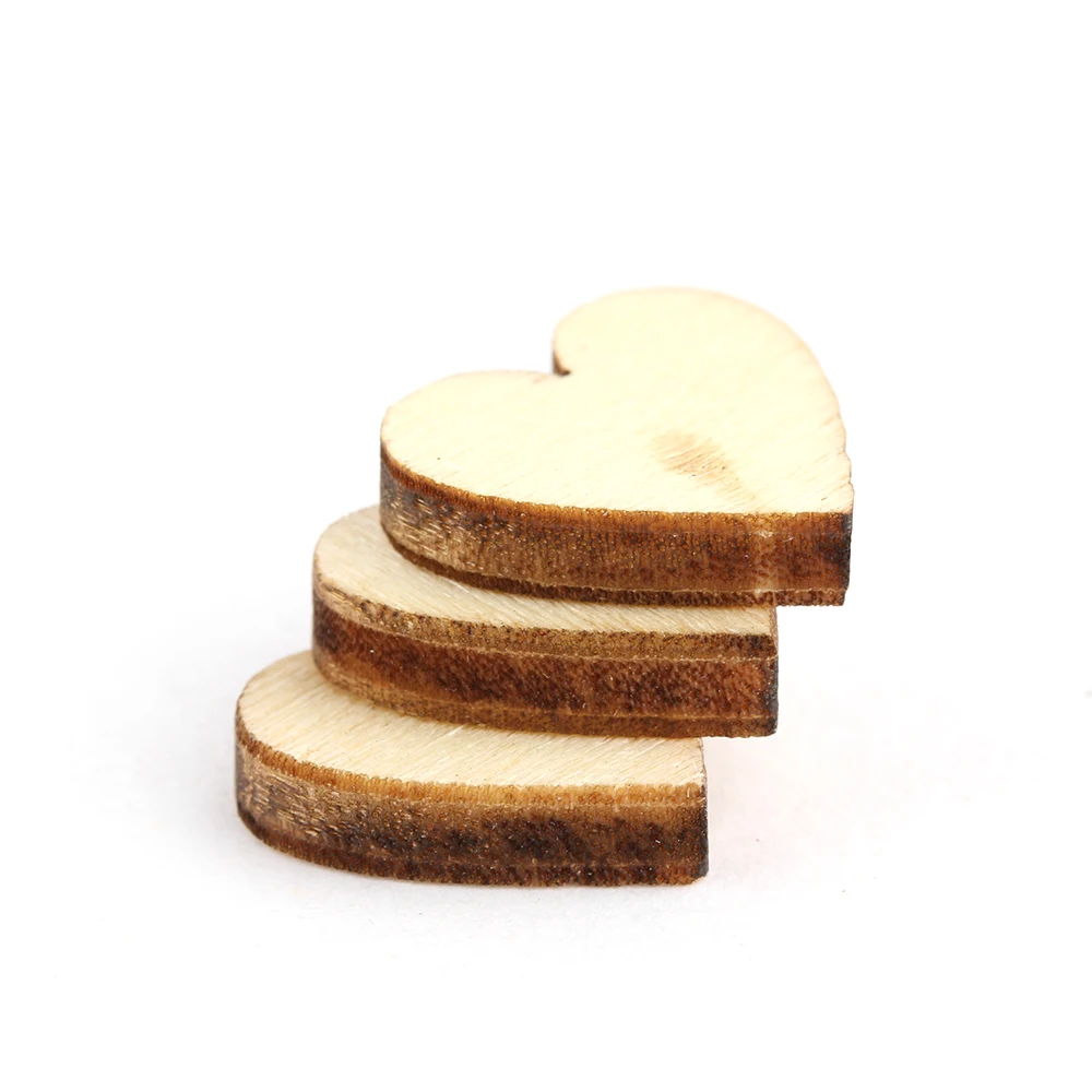 100Pcs/Pack Cute 4 Sizes 6/8/10/12mm Mixed Love Heart Shape Wedding Table Scatter Decor Rustic Wooden Wedding Decoration Buttons