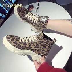 Closhoe Primavera Y Otoño Nuevos Zapatos de Lona con Estampado de Leopardo Botas Altas Martin Botas Femeninas de Suela Gruesa Versátiles para Mujeres Closhoe Primavera Y Otoño Nuevos Zapatos de Lona con Estampado de Leopardo Botas Altas Martin Botas Femeninas de Suela Gruesa Versátiles para Mujeres