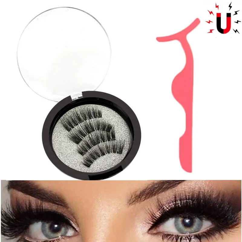 

3D Makeup Magnetic Eyelashes False Make Up Eyelashes Mink Lashes Full Strip Lashes Tweezers Double Magnet Fake Eye Lashes