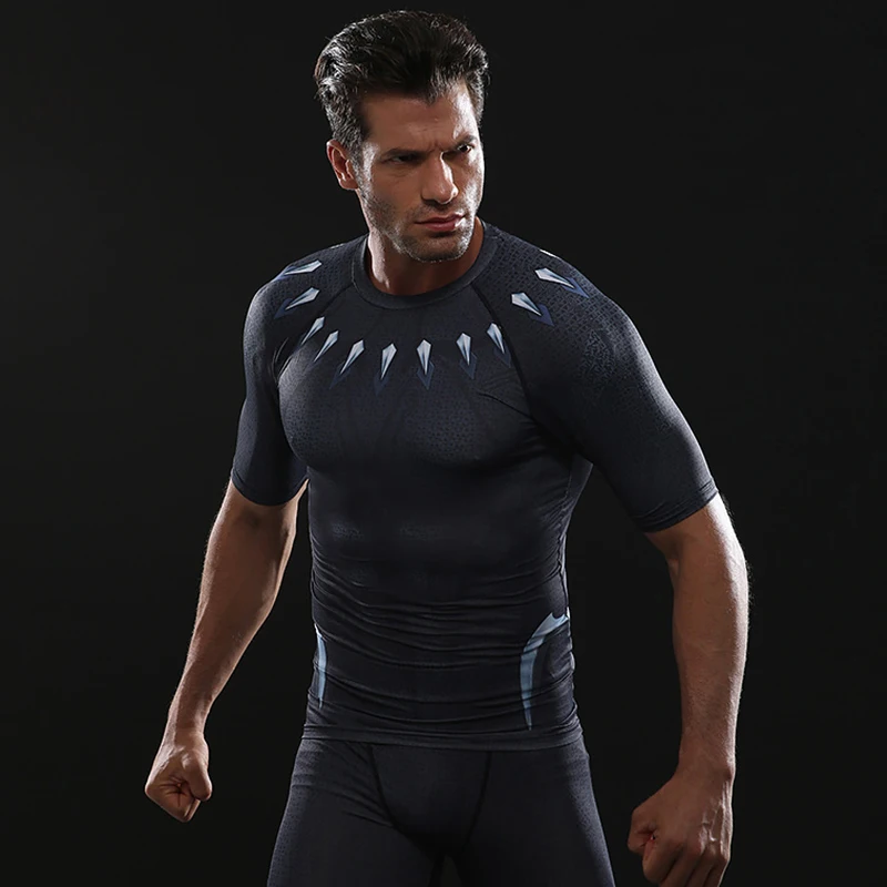 

Raglan Sleeve Black Panther Compression Shirts 3D Printed T shirts Men 2018 Summer Comics Cosplay Tops For Male Fitness Clothing