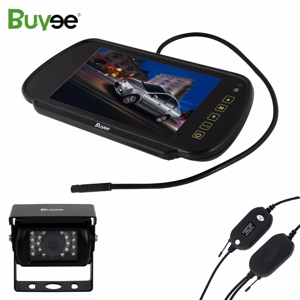 

Buyee Wireless vehicle backup camera 18 LED Waterproof car parking camera + 7'' Color LCD Rear View Display Mirror Monitor Truck