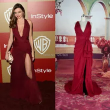 Новое поступление года, бордовые платья знаменитостей с глубоким v-образным вырезом, без рукавов, с рюшами, из шифона, со складками