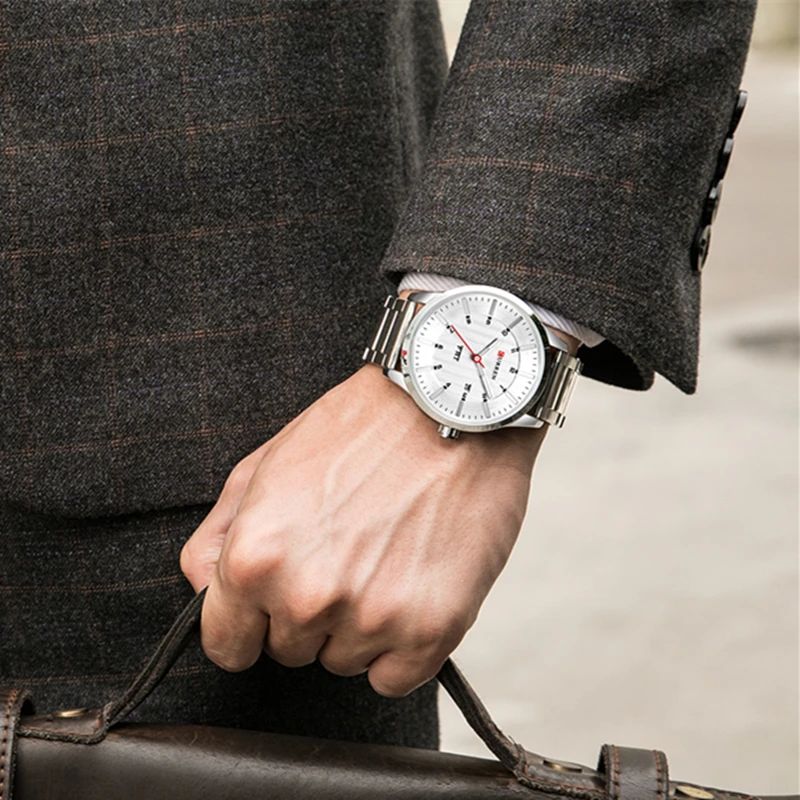 CURREN часы модные Нержавеющая сталь ремешок для мужчин s часы Классический Бизнес Кварцевые наручные часы для мужчин мужские часы с календарем