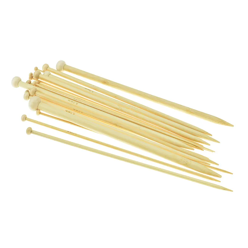 Looen Bamboo Knitting Needles Set 36pcs 25cm 18 Sizes 2.0mm to 10.0mm Single Point Needles Women Weave Craft Yarn Sewing Tools  (5)