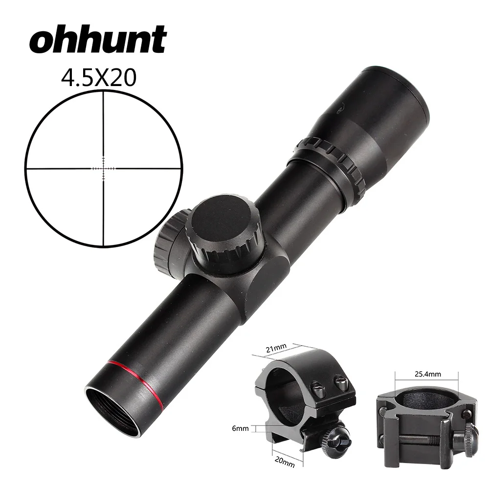 Ohhunt 4,5x20 охотничий прицел тактический оптический прицел 1 дюймов компактный Р4 прицел с откидной крышкой и кольцами - Цвет: 25.4mm-Picatinny-CDK