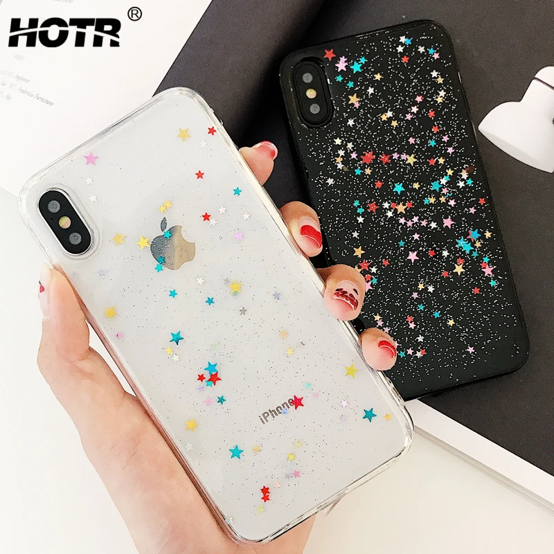 HOTR цветной Блеск Bling Star чехол для телефона iPhone X Xs XR XS MAX iphone 6S 6 7 8 Plus задняя крышка