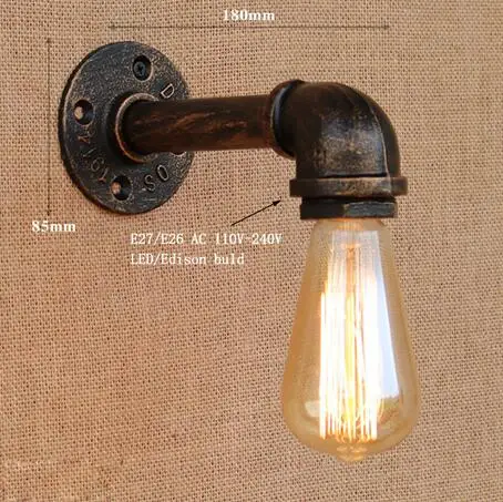 Лофт ретро металлическая водопроводная винтажная настенная лампа с Эдисоном/Светодиодная лампа E27 светильники для кафе прихожей спальни гостиной бара кафе - Цвет абажура: BG808