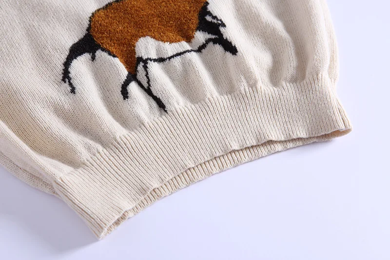 Spring 2019 New Style Bubble Horse Alphabet Pullover Round-necked Knitting White Sweater Women Clothing Pullovers Spring 2019 New Style Bubble Horse Alphabet Pullover Round-necked Knitting White Sweater Women Clothing Pullovers