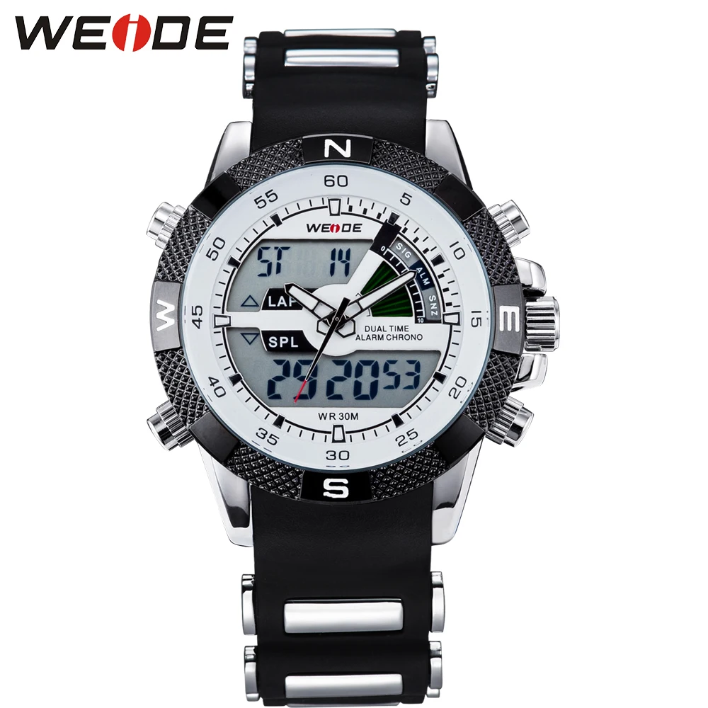 Weide analong black silicon watch quartz sport digital Men watches
