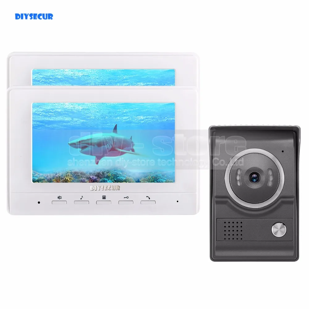 

DIYSECUR 7inch Video Intercom Video Door Phone 700TV Line IR Night Vision HD Camera for Home Office Factory White 1V2